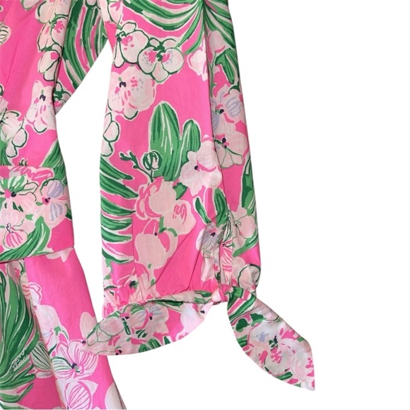 LILLY PULITZER Sz2 AMRITA 3/4 SLEEVES COTTON SHIRT DRESS ROXIE PINK 2 NWT - Picture 5 of 6
